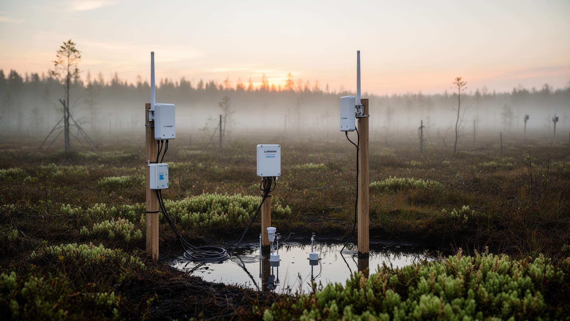 Peatland rewetting · LoRaWAN water-table network