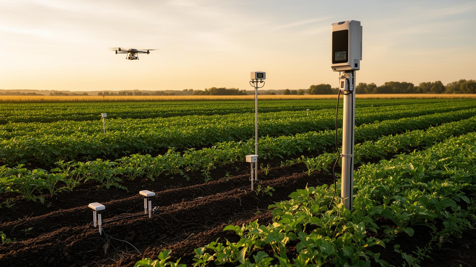 Regenerative cropland · soil-moisture probes + UAV